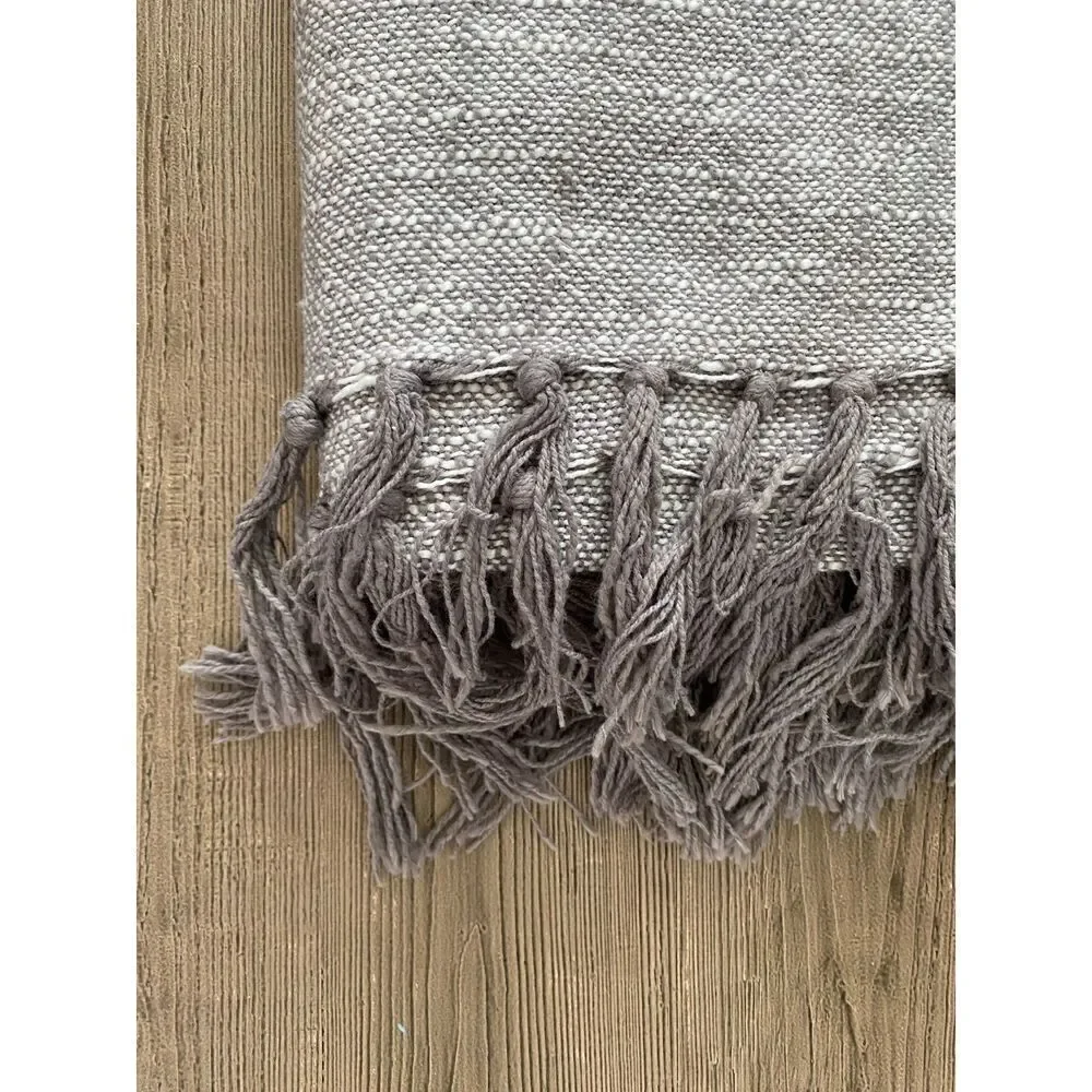 Threshold Darker Taupe Fringed Edge Throw Blanket